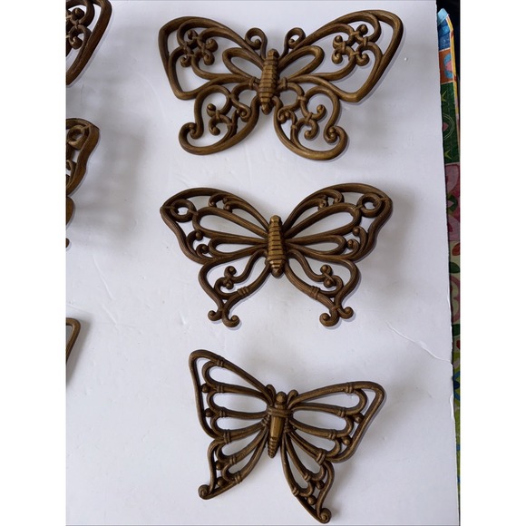 Other - Vtg Syroco Butterfly WallDecor Plastic Resin Hang 1978 Retro Boho Brown 70s core